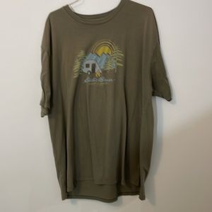 Eddie Bauer xl green t shirt happy campers rv trailer